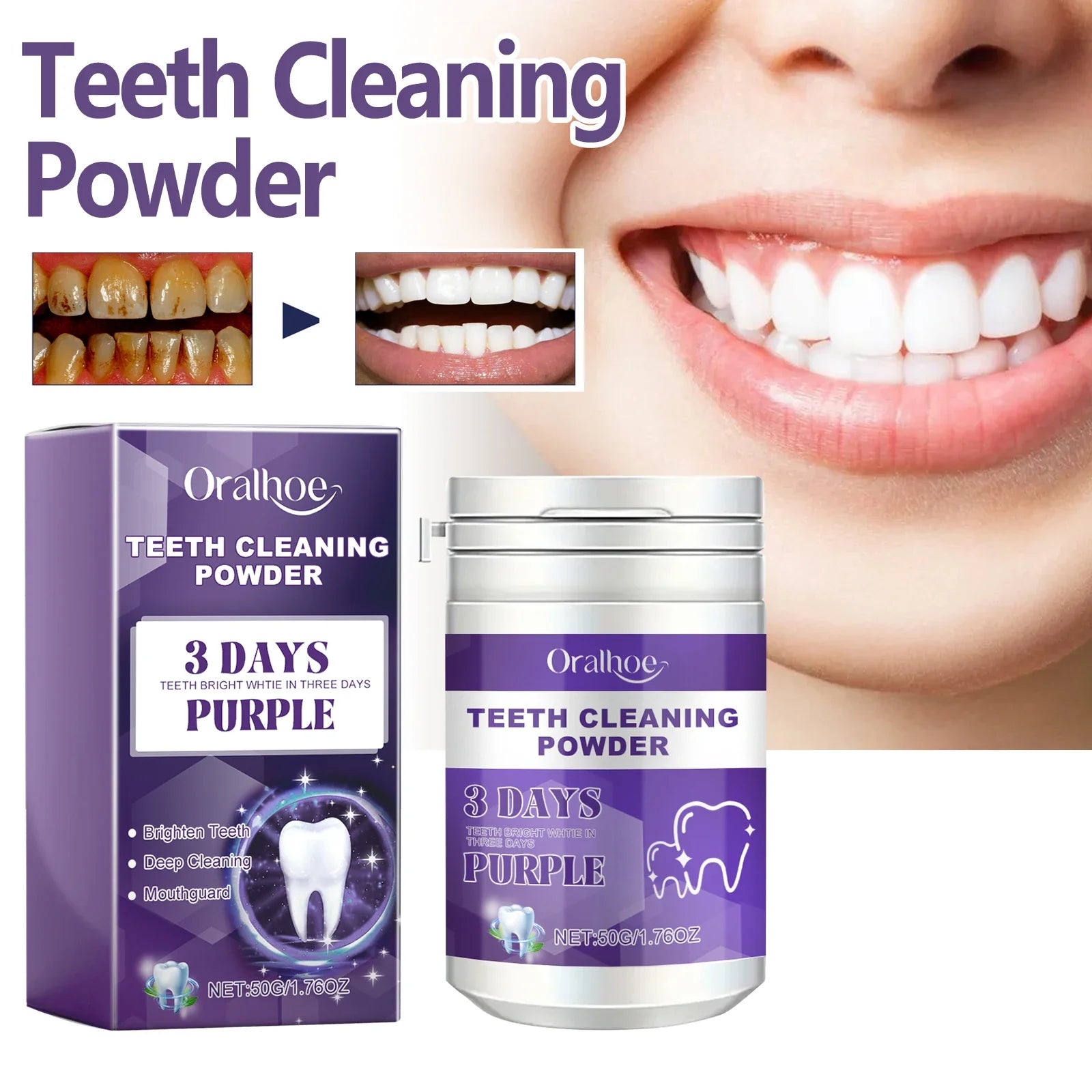 Purple Tooth Powder Brightens Smile