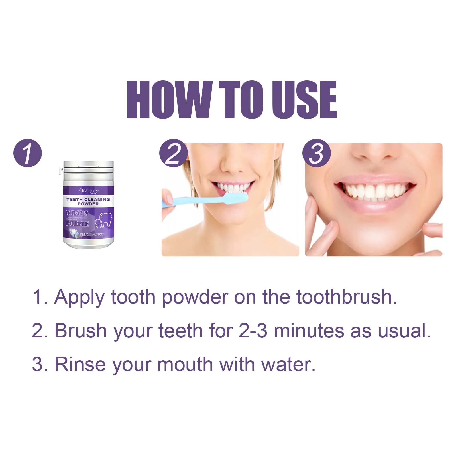 Purple Tooth Powder Brightens Smile